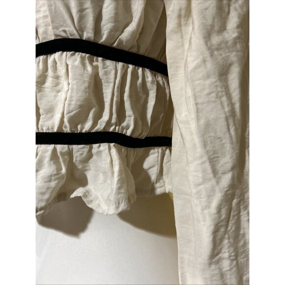 Thirty Thirty Milkmaid Puff Sleeve Smocked Crop Top Sz XS Coquette Peasant Boho - Picture 7 of 13